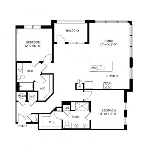 The Shirley Apartments Odenton MD Cranberry 2-Bedroom Floor Plan C at The Shirley Apartments , Odenton, Maryland
